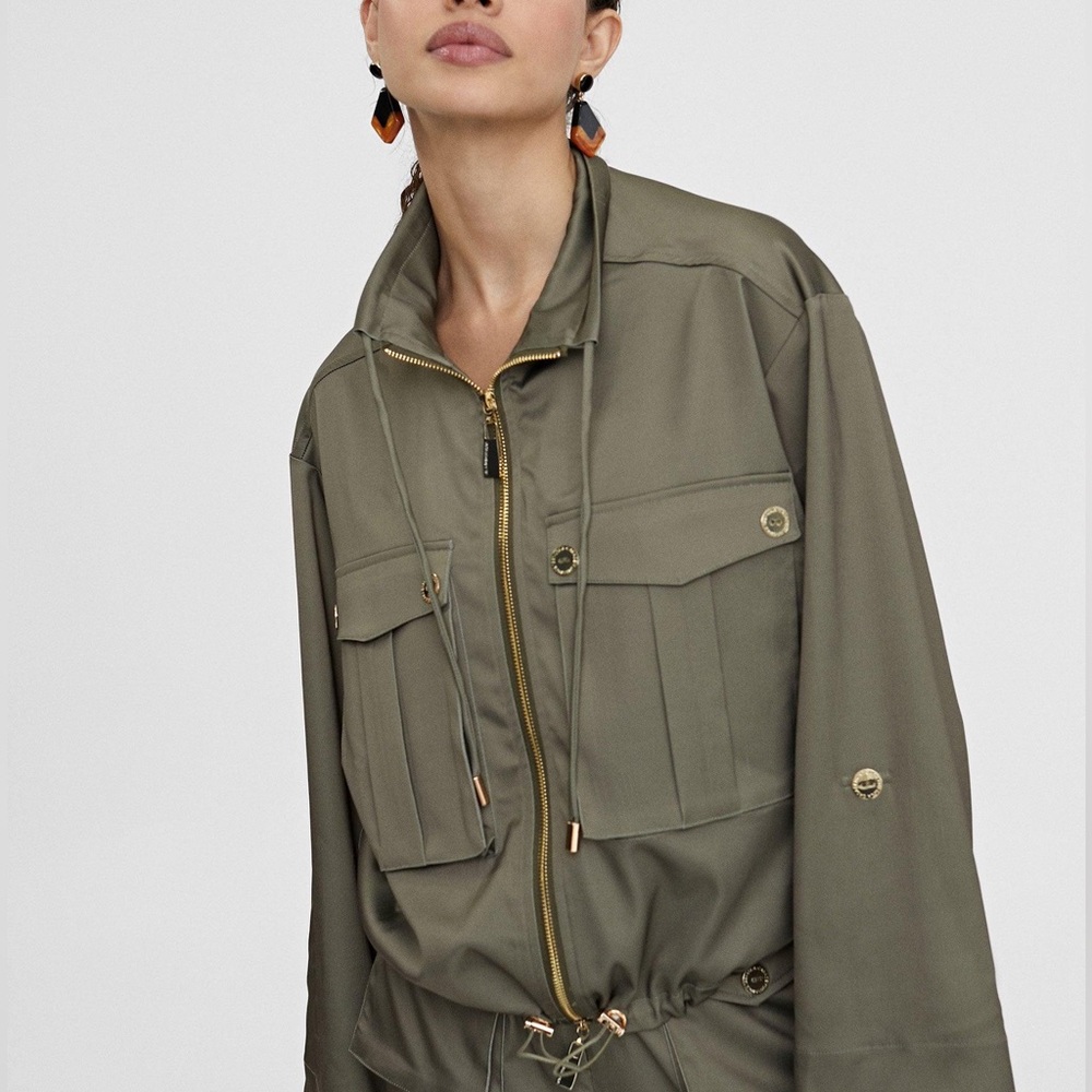 Lola Casademunt Monochrome Bomber Jacket w/ Metal Hardware, Like New, P2P 21.5